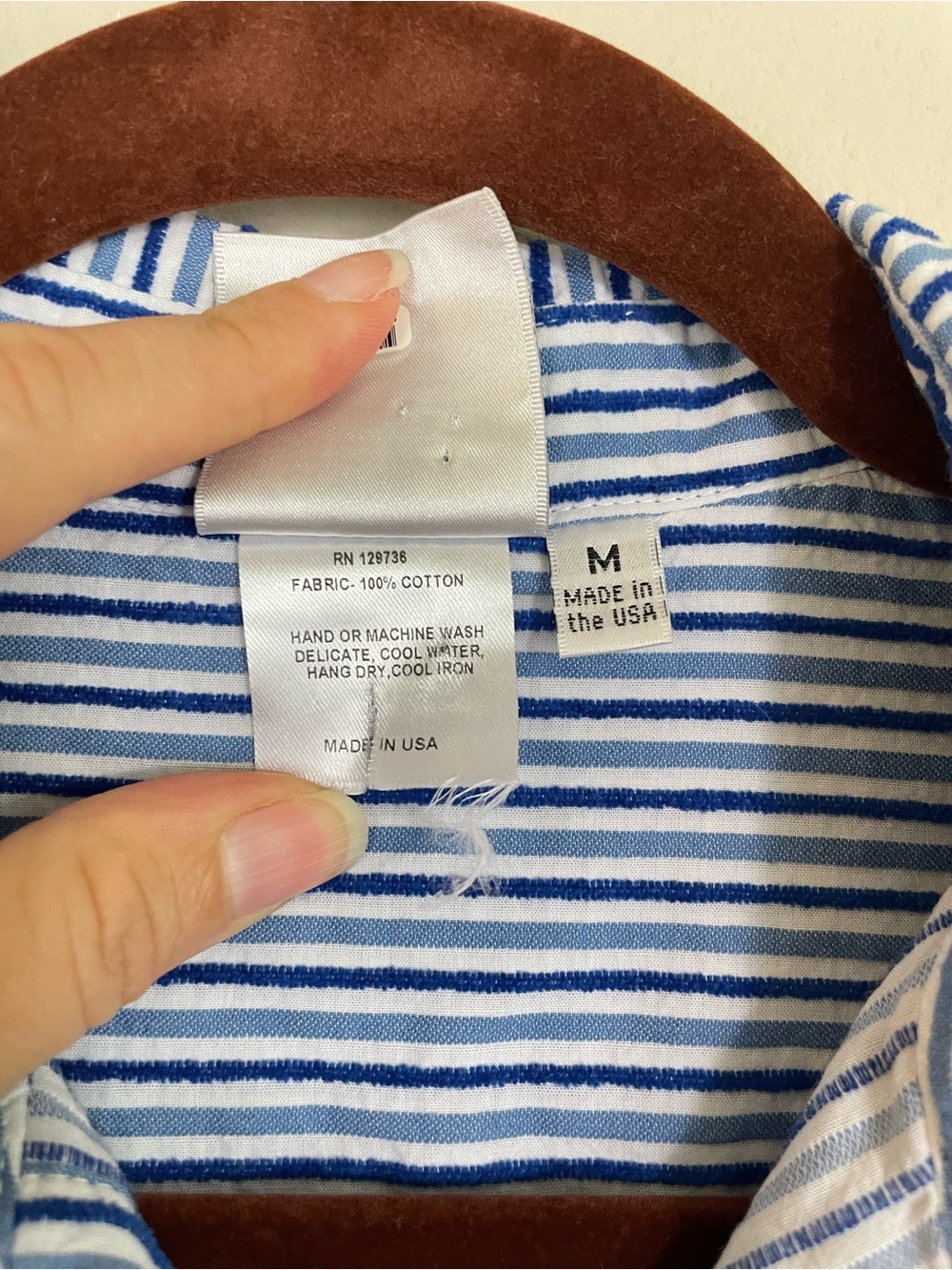 Finley Blue & White Textured Striped Collared Button Up Shirt Size Medium - Picture 3 of 8